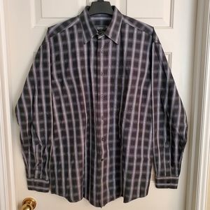 Zanella Men's Italian button down dress shirt black pattern XL